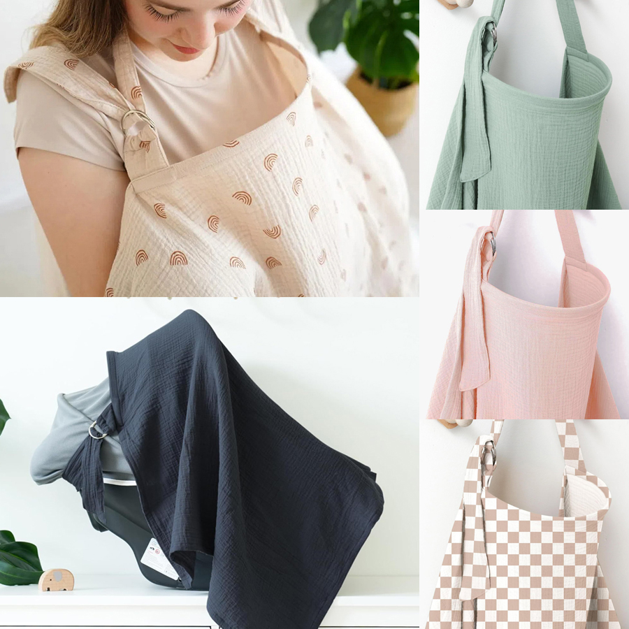 Infant Car Seat Cover - Cubierta de muselina para lactancia, portátil,